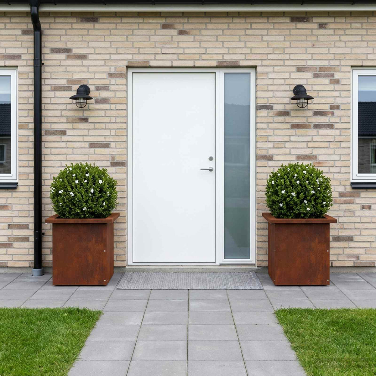 Plantekasse med LED 2 stk. Rusten 30 x 30 x 30 cm Cortenstål