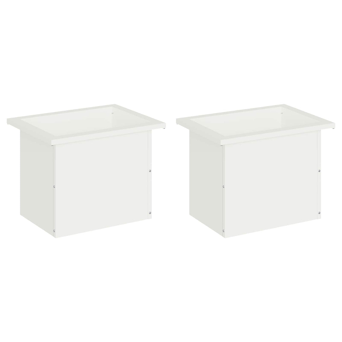 Plantekasse med LED 2 stk. Hvid 30 × 40 × 30 cm Stål