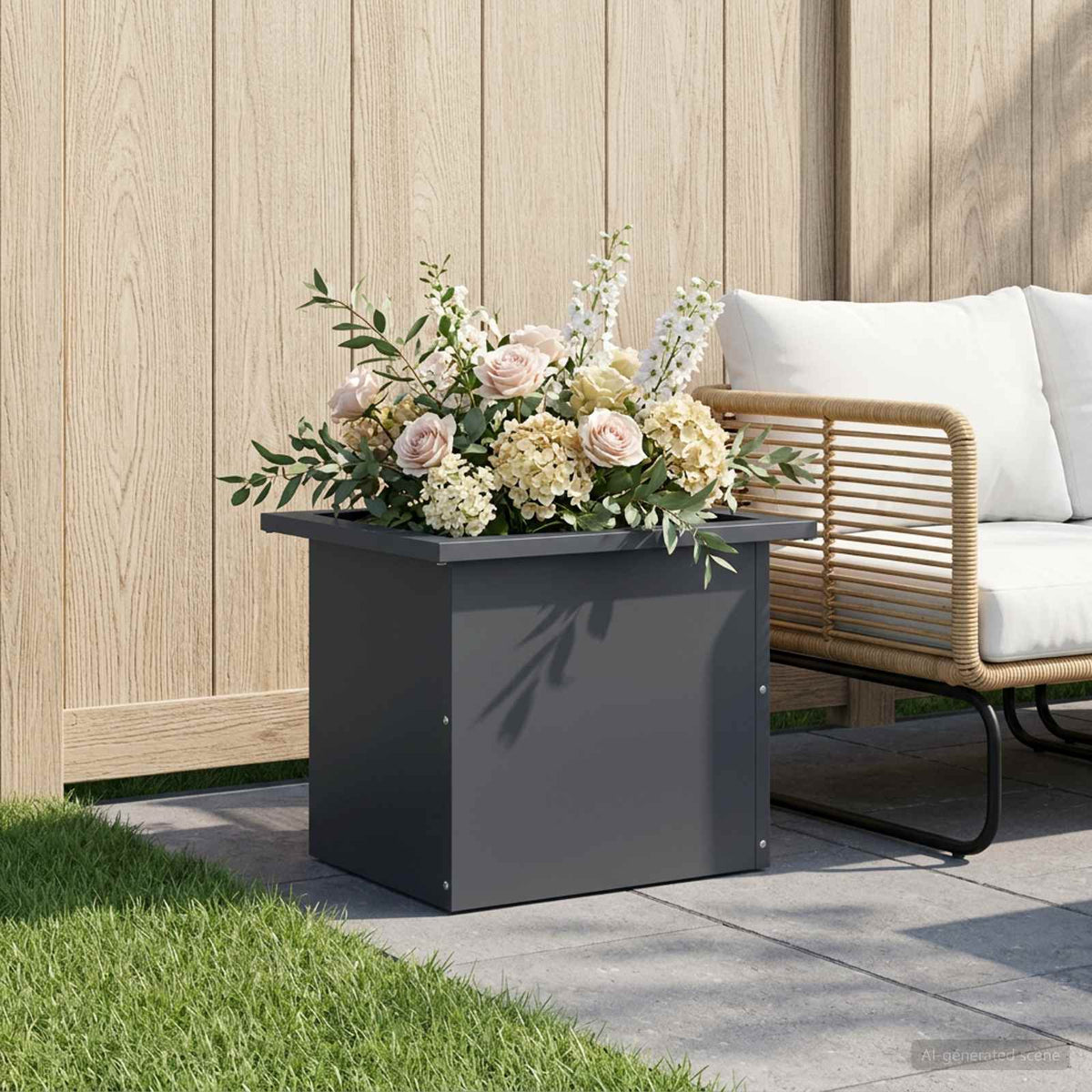 Plantekasse med LED Antracit 30 × 40 × 30 cm Stål