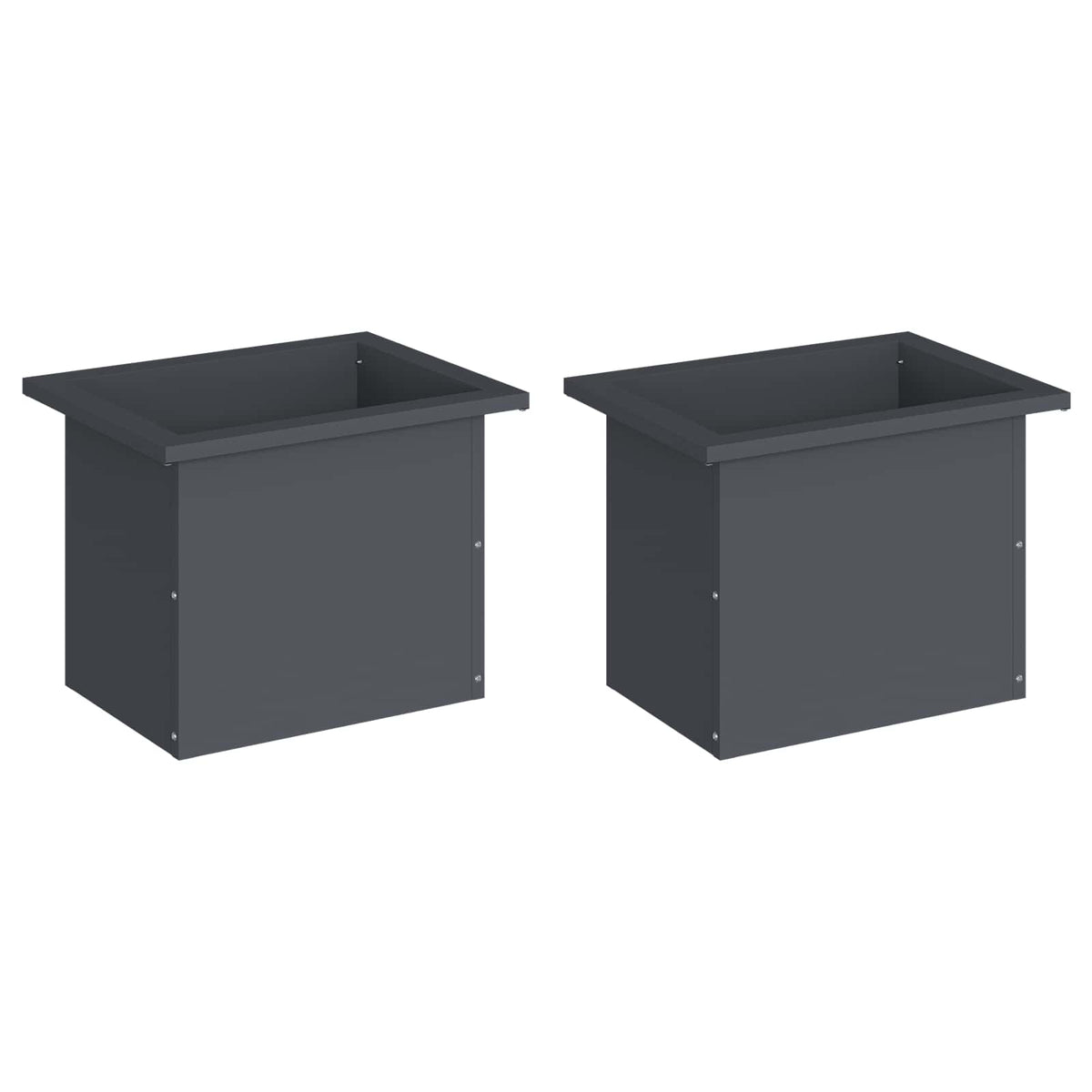 Plantekasse med LED 2 stk. Antracit 30 × 40 × 30 cm Stål