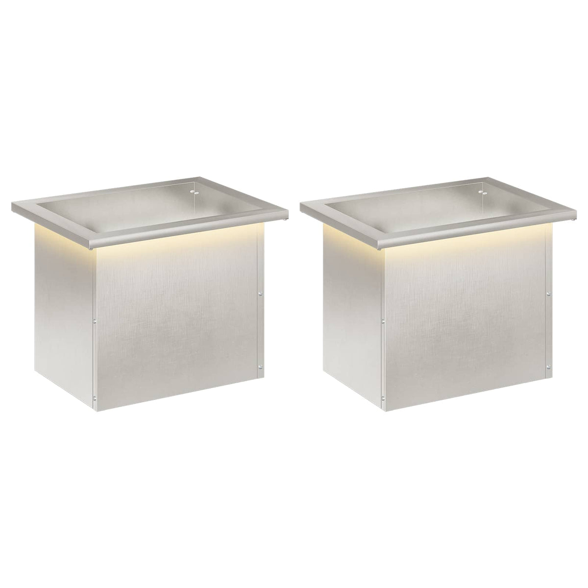 Plantekasse med LED 2 stk. Sølv 30 x 40 x 30 cm Rustfrit stål