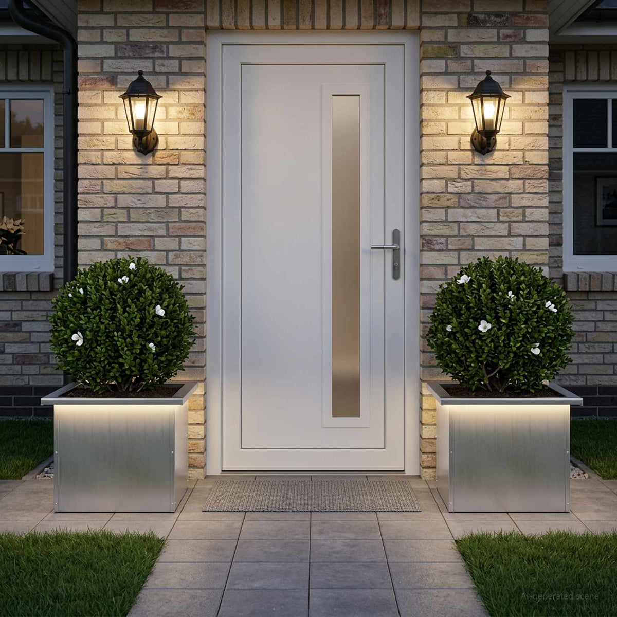Plantekasse med LED 2 stk. Sølv 30 x 40 x 30 cm