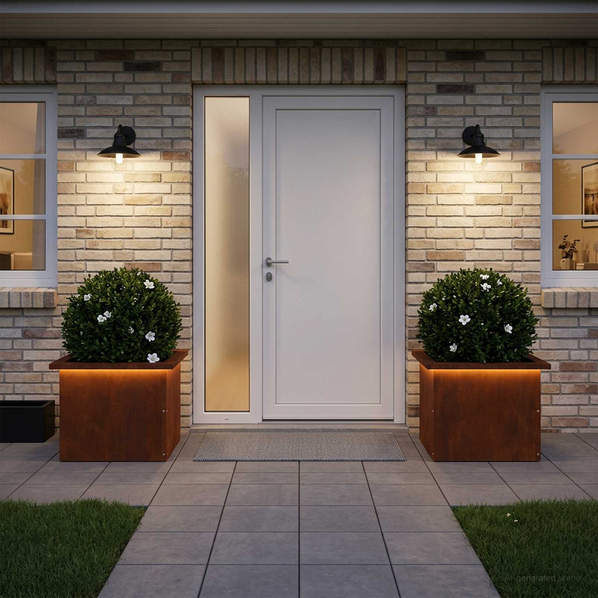 Plantekasse med LED 2 stk. Rusten 30 × 40 × 30 cm Cortenstål
