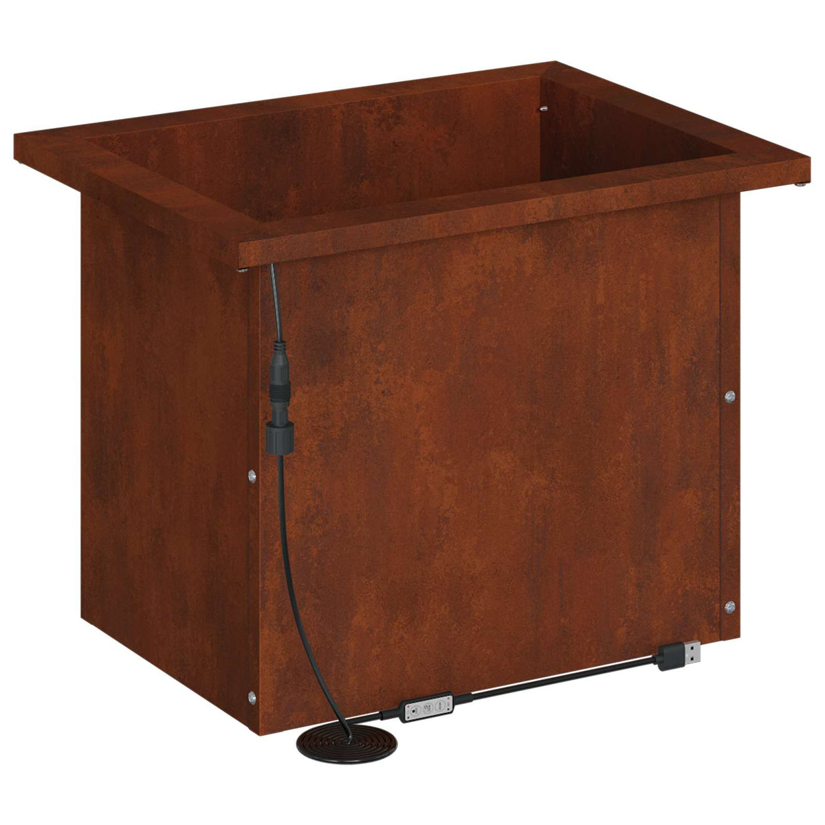 Plantekasse med LED 2 stk. Rusten 30 × 40 × 30 cm Cortenstål