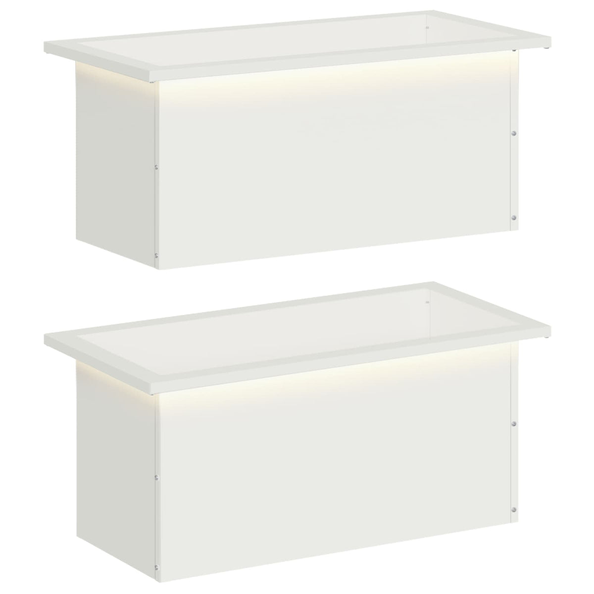 Plantekasse med LED 2 stk. Hvid 30 × 60 × 30 cm Stål