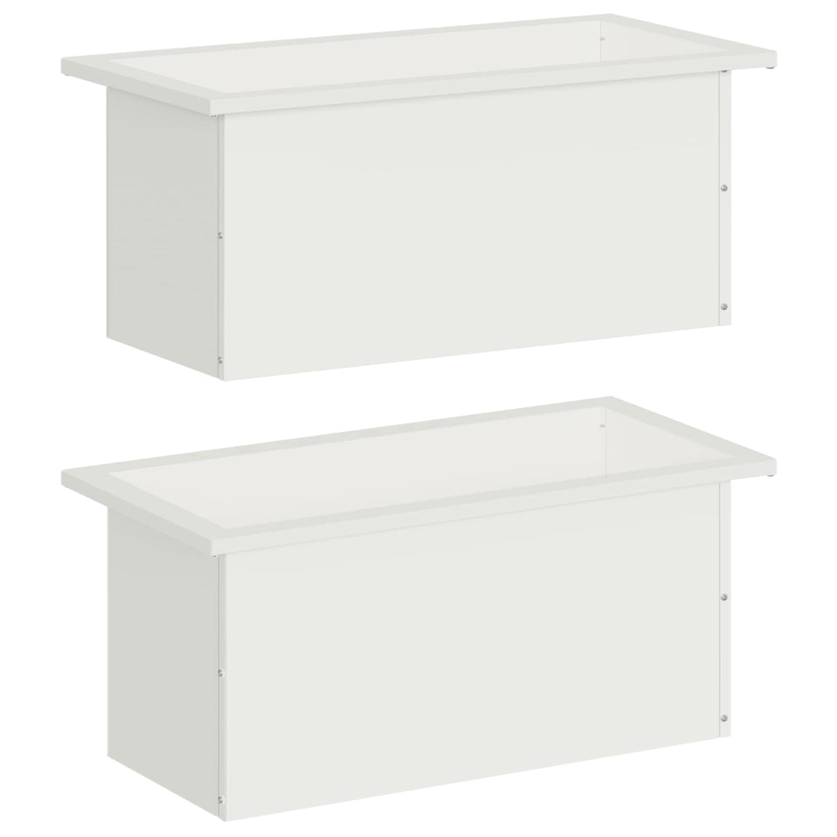 Plantekasse med LED 2 stk. Hvid 30 × 60 × 30 cm Stål