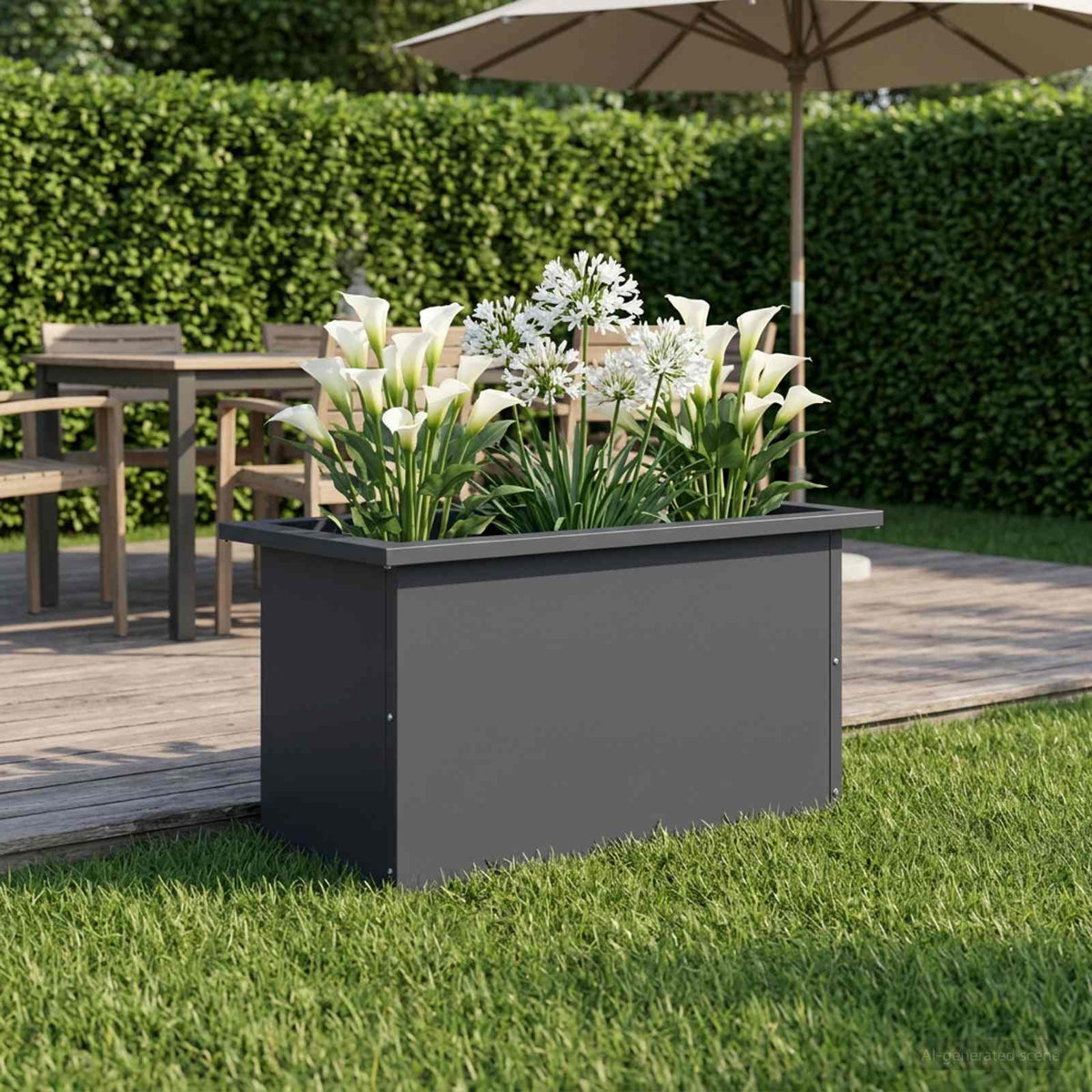 Plantekasse med LED Antracit 30 × 60 × 30 cm Stål