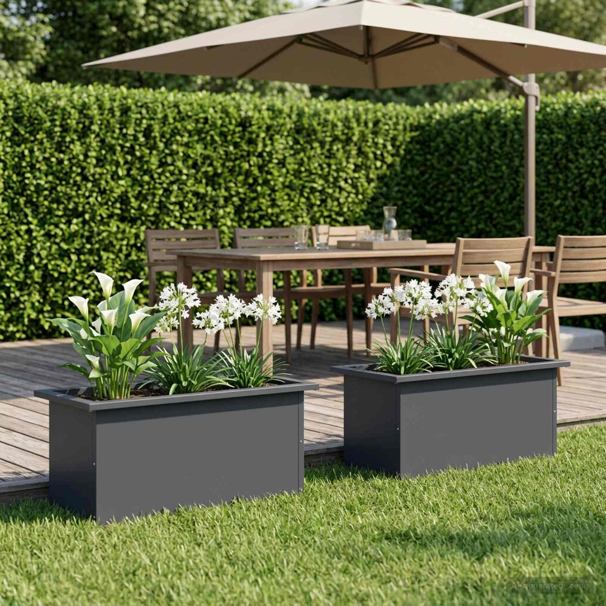 Plantekasse med LED 2 stk. Antracit 30 × 60 × 30 cm Stål