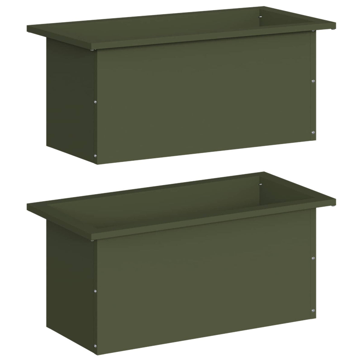 Plantekasse med LED 2 stk. Olivengrøn 30 × 60 × 30 cm Stål