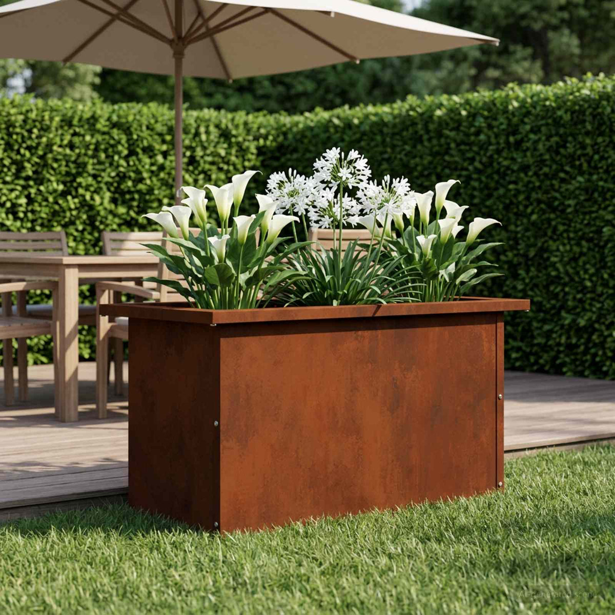 Plantekasse med LED Rusten 30 × 60 × 30 cm Cortenstål