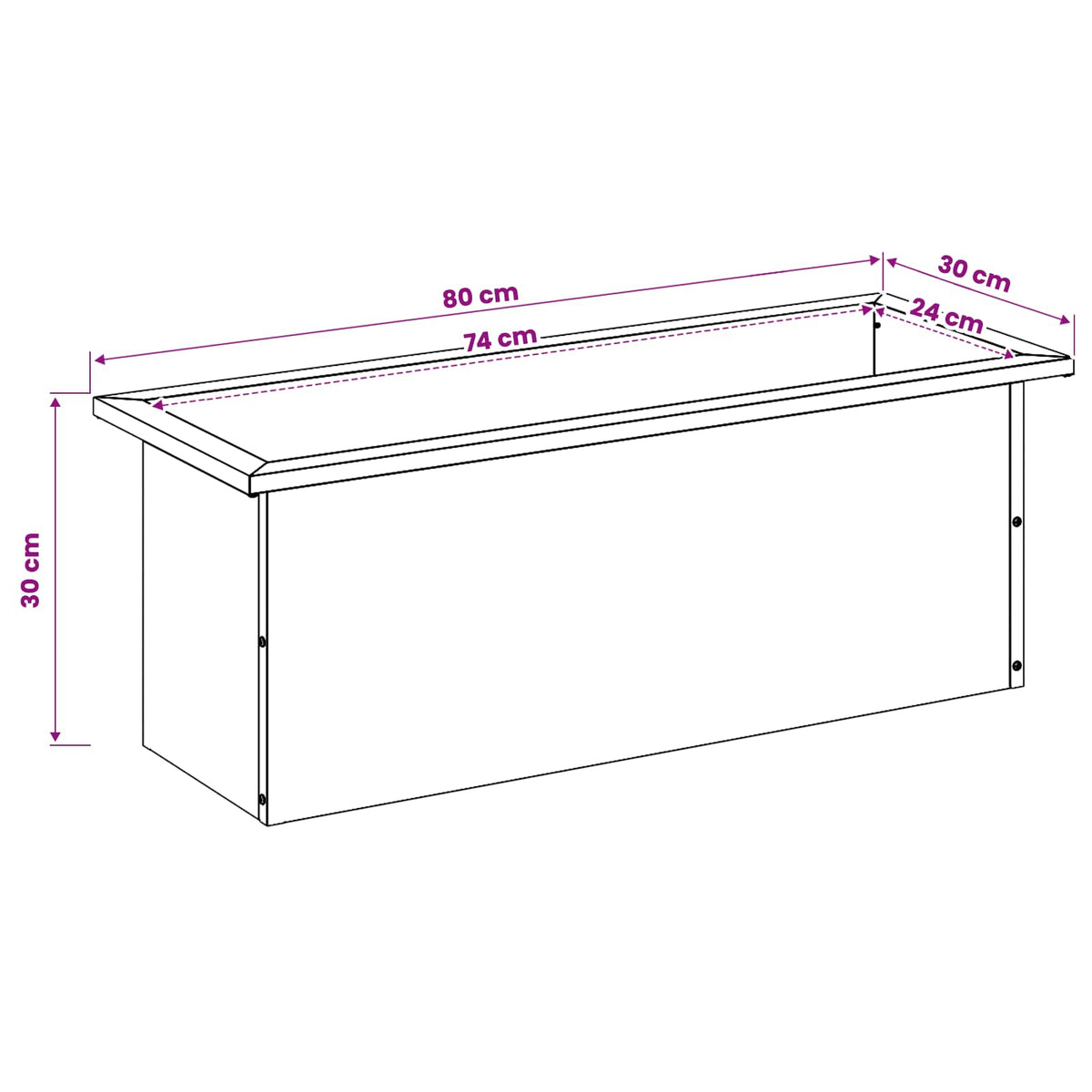 Plantekasse med LED Rusten 30 x 80 x 30 cm Cortenstål