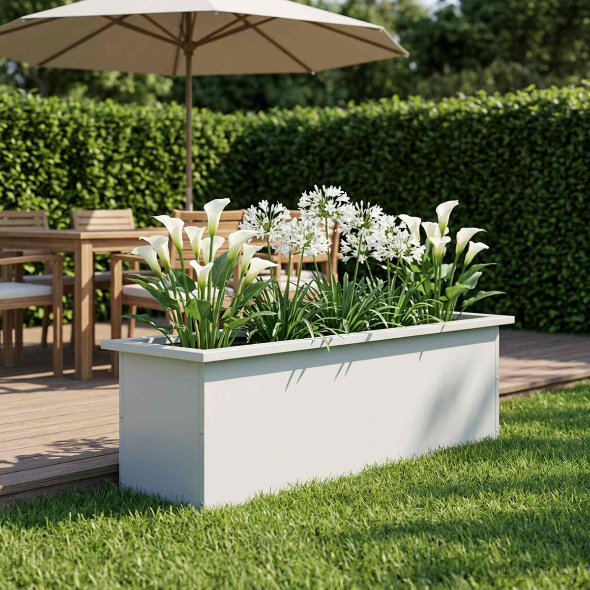 Plantekasse med LED Hvid 30 × 100 × 30 cm Stål