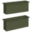 Plantekasse med LED 2 stk. Olivengrøn 30 × 100 × 30 cm Stål