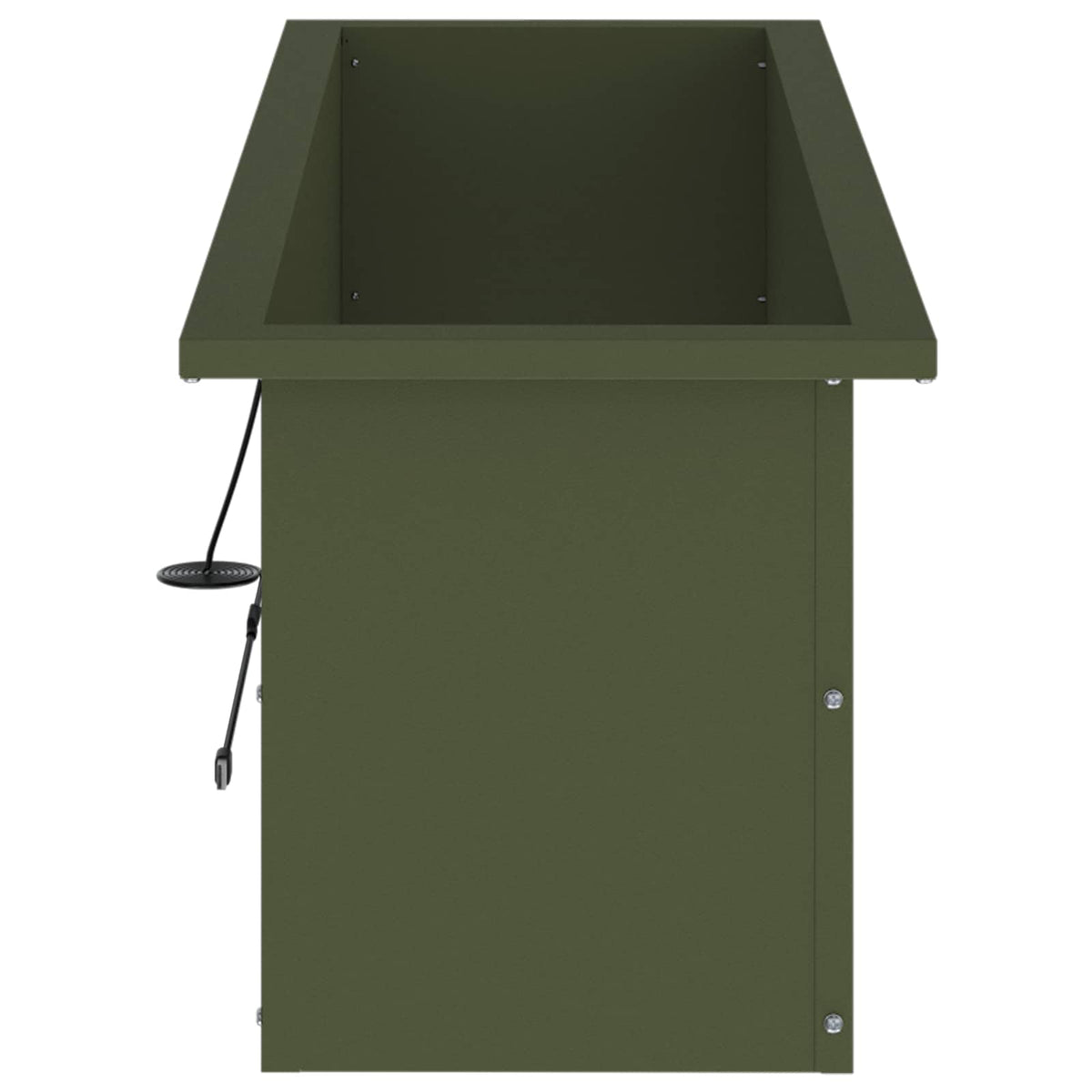 Plantekasse med LED 2 stk. Olivengrøn 30 × 100 × 30 cm Stål