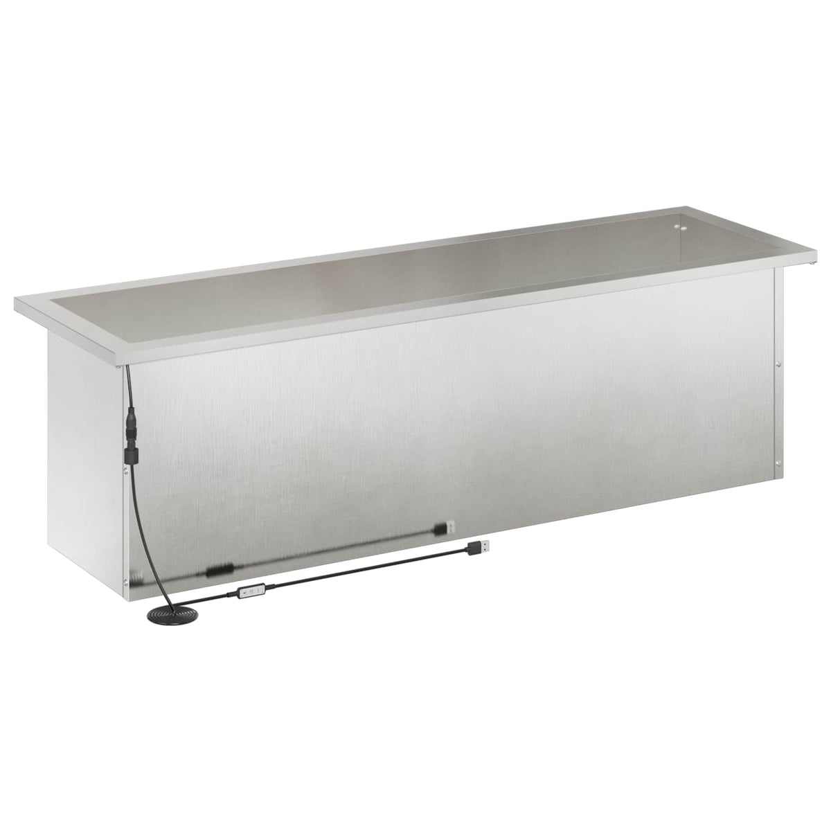 Plantekasse med LED Sølv 30 x 100 x 30 cm Rustfrit stål