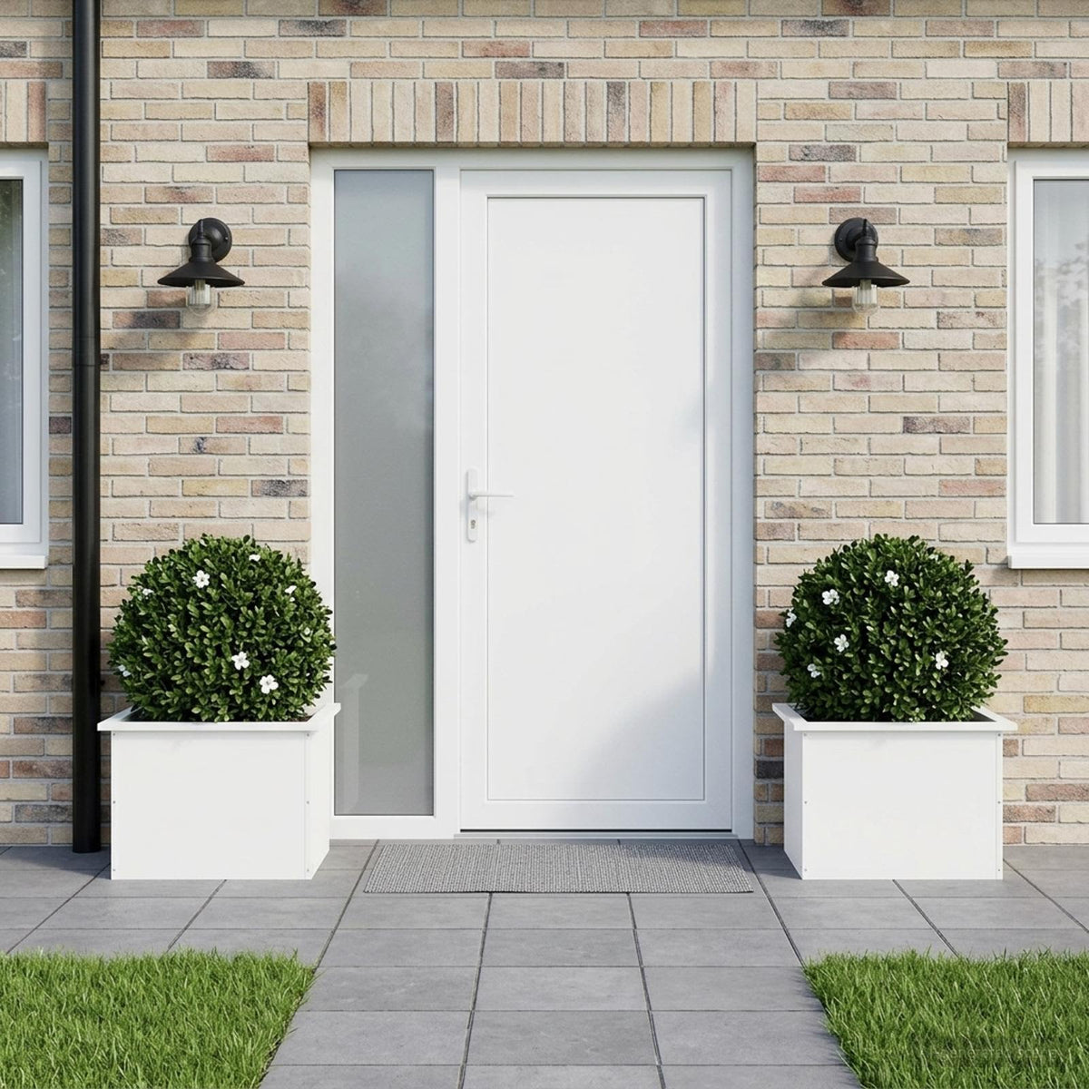 Plantekasse med LED 2 stk. Hvid 40 × 60 × 40 cm Stål