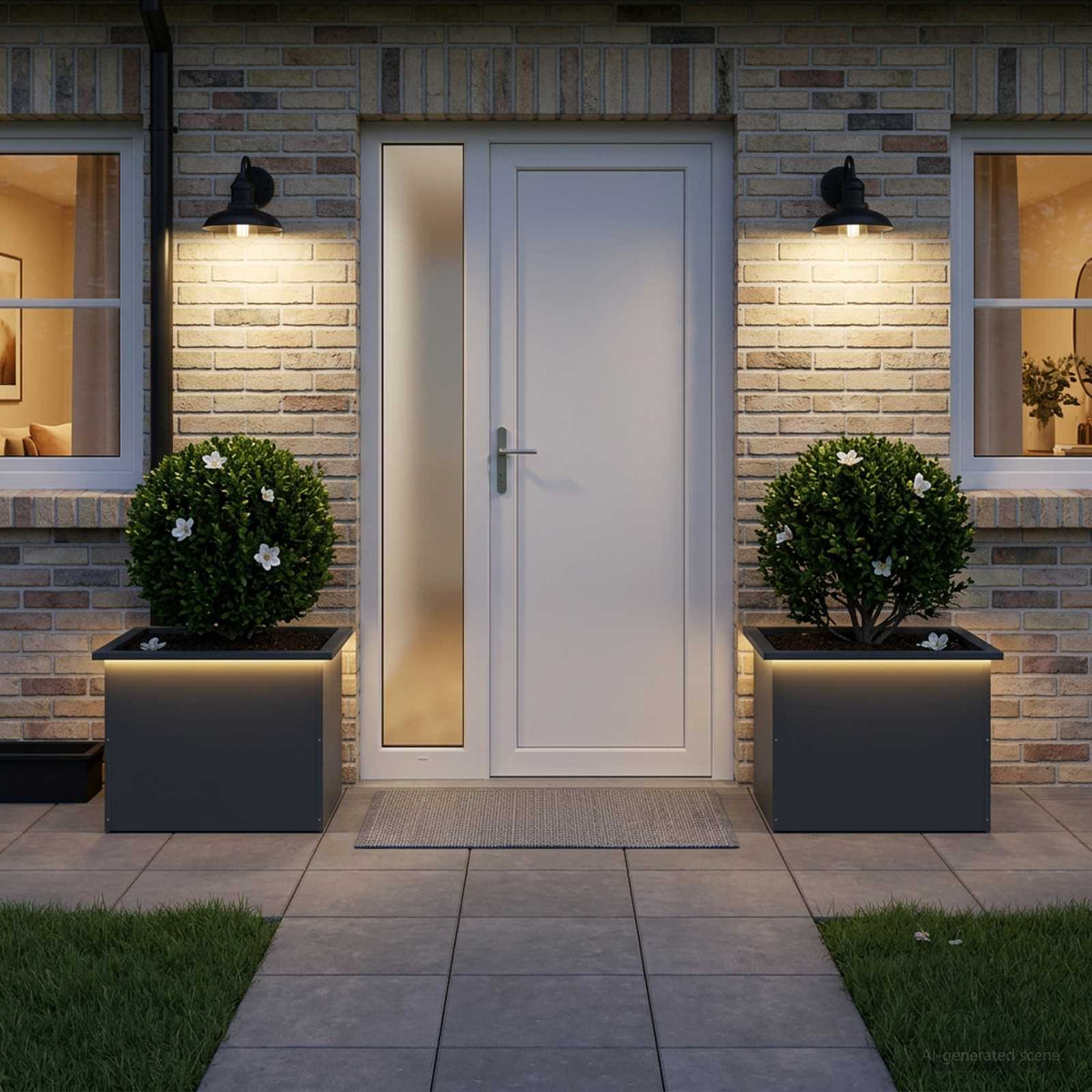Plantekasse med LED 2 stk. Antracit 40 x 60 x 40 cm Stål