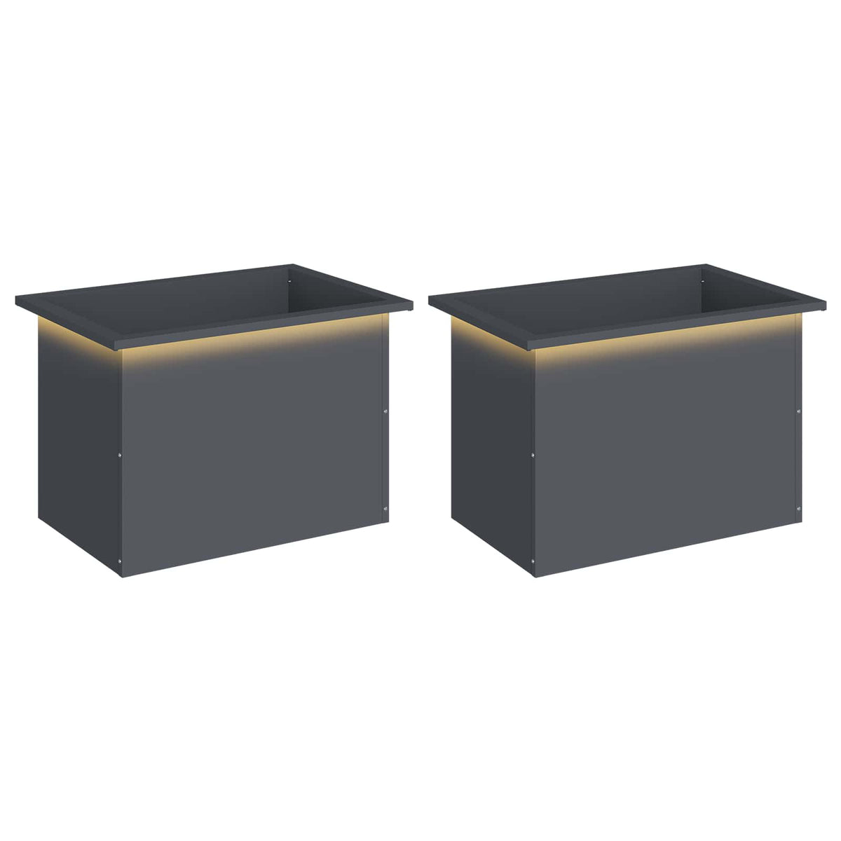 Plantekasse med LED 2 stk. Antracit 40 x 60 x 40 cm Stål