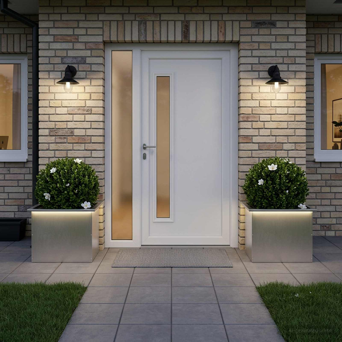 Plantekasse med LED 2 stk. Sølv 40 x 60 x 40 cm Rustfrit stål