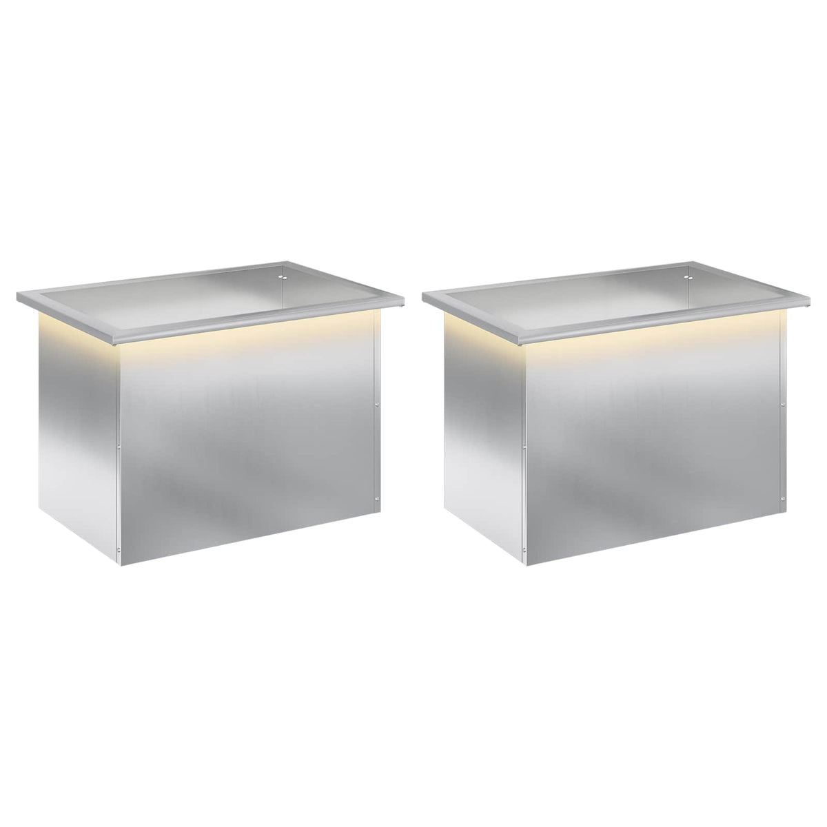 Plantekasse med LED 2 stk. Sølv 40 × 60 × 40 cm