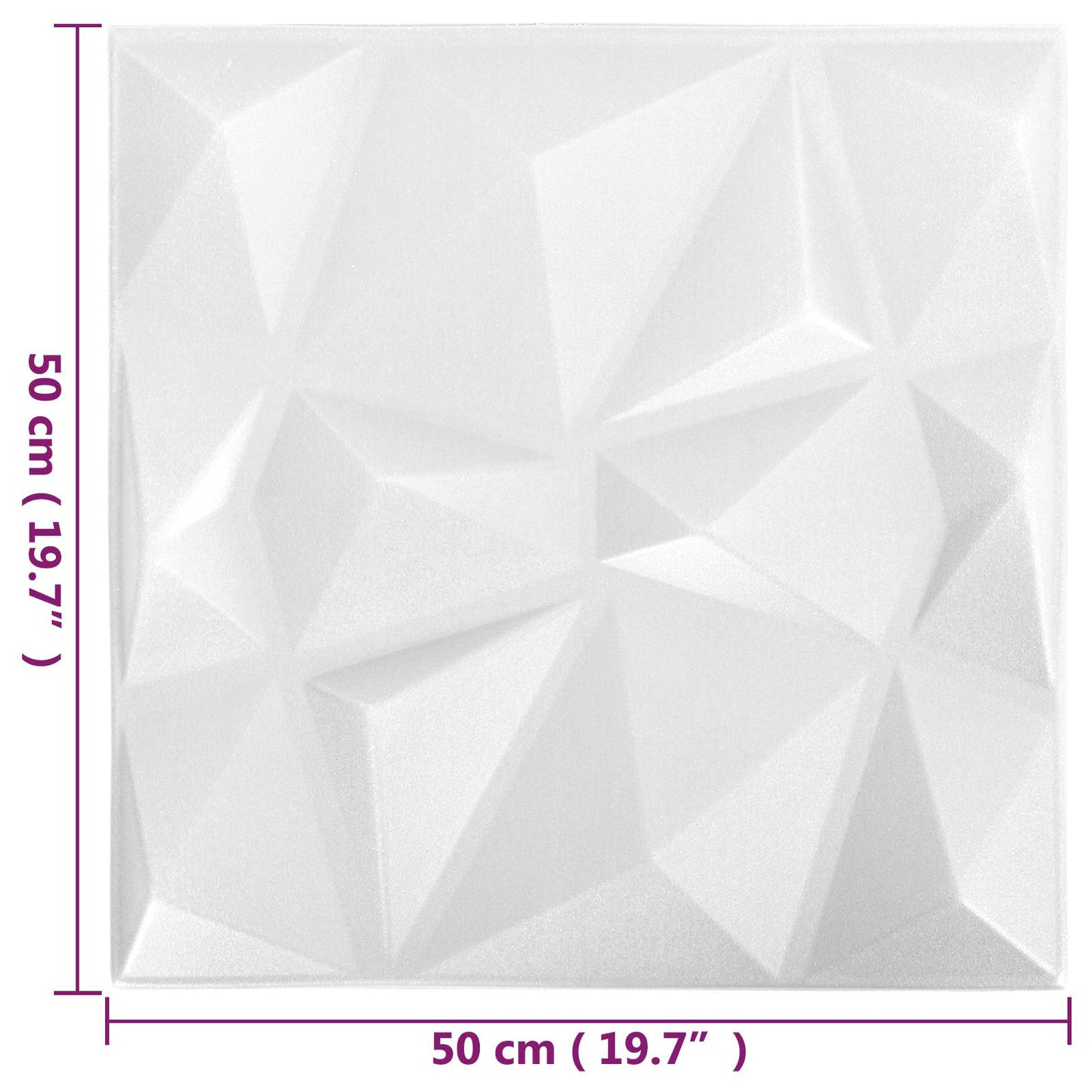 Vægpaneler 12 stk. 50 x 50 cm Diamond Hvid XPS Skum