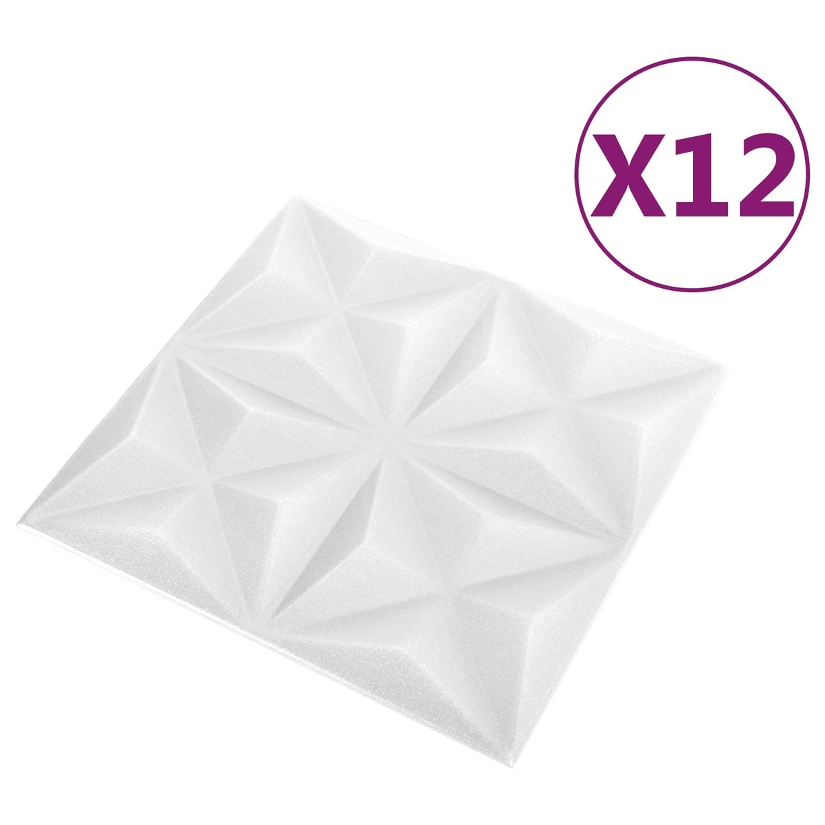 Vægpaneler 12 stk. 50 x 50 cm Origami Hvid XPS Skum