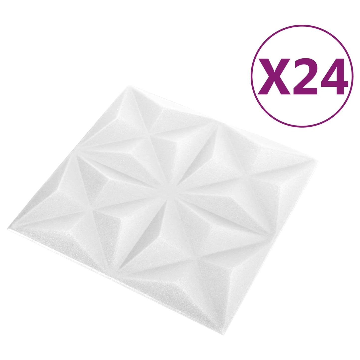Vægpaneler 24 stk. 50 x 50 cm Origami Hvid XPS Skum