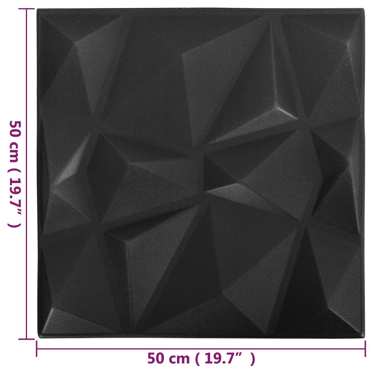 Vægpaneler 24 stk. 50 x 50 cm Diamond Sort XPS Skum