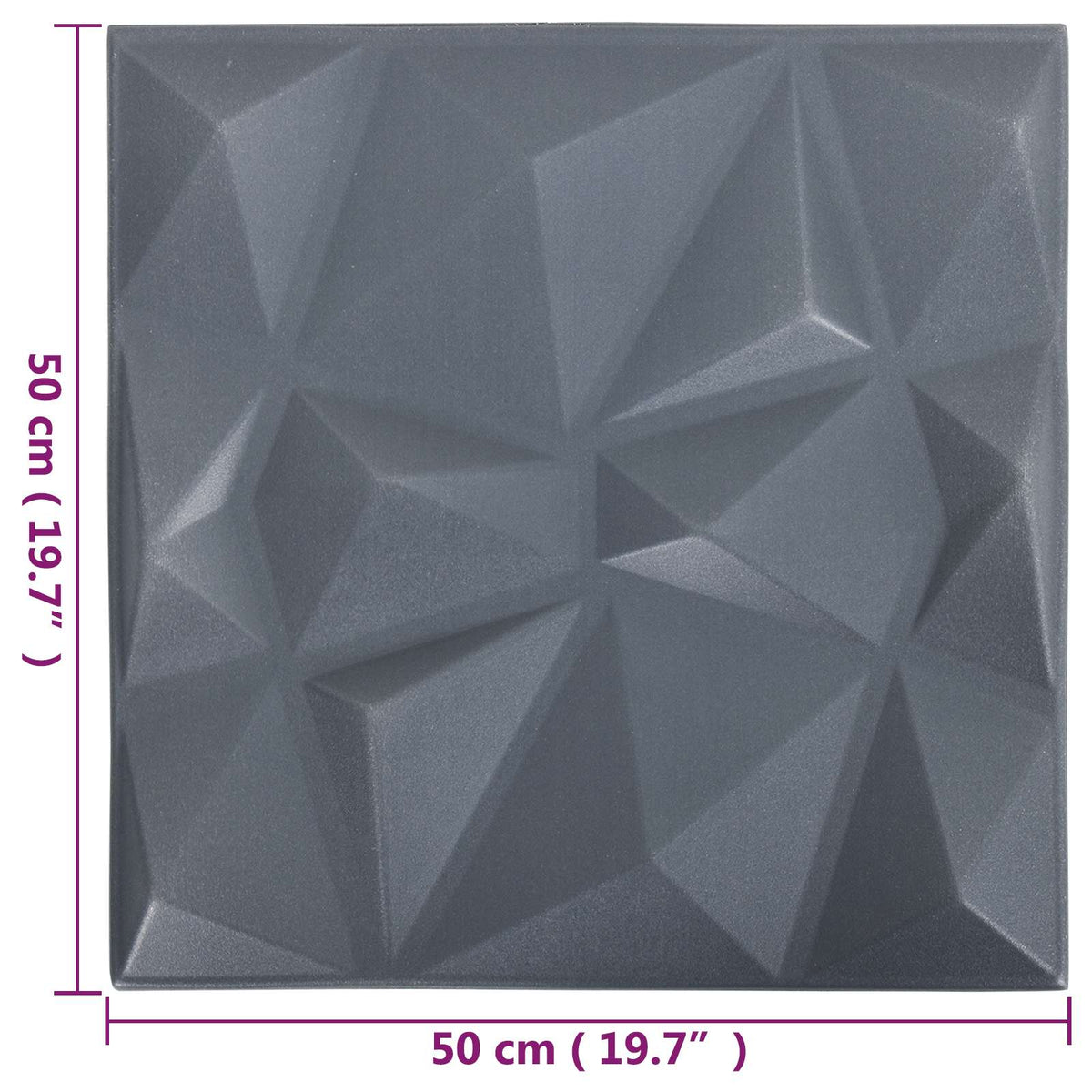Vægpaneler 24 stk. 50 x 50 cm Diamond Grå XPS Skum