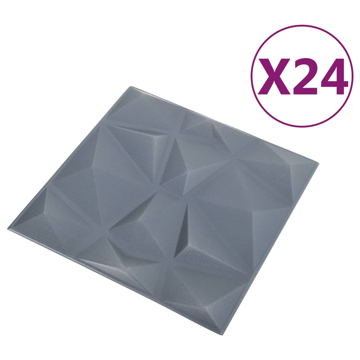 Vægpaneler 24 stk. 50 x 50 cm Diamond Grå XPS Skum
