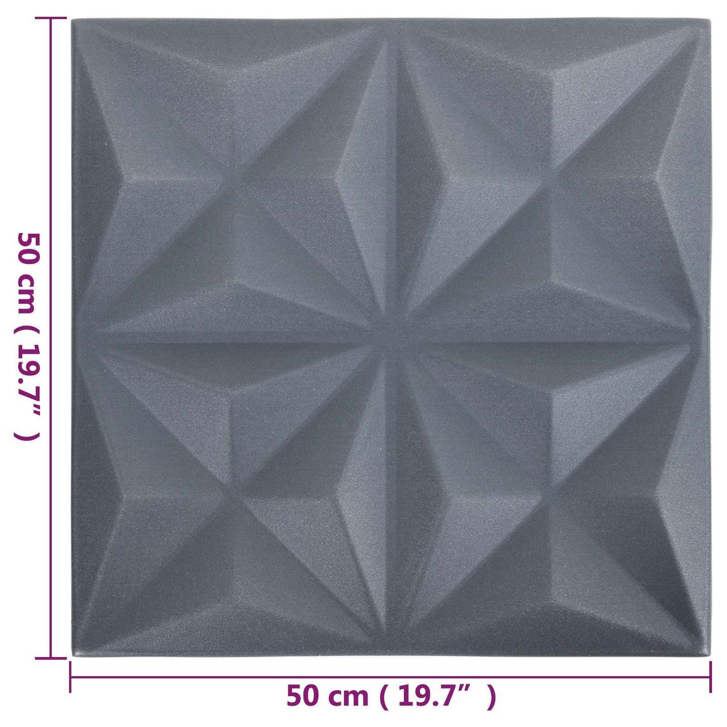 Vægpaneler 48 stk. 50 x 50 cm Origami Grå XPS Skum