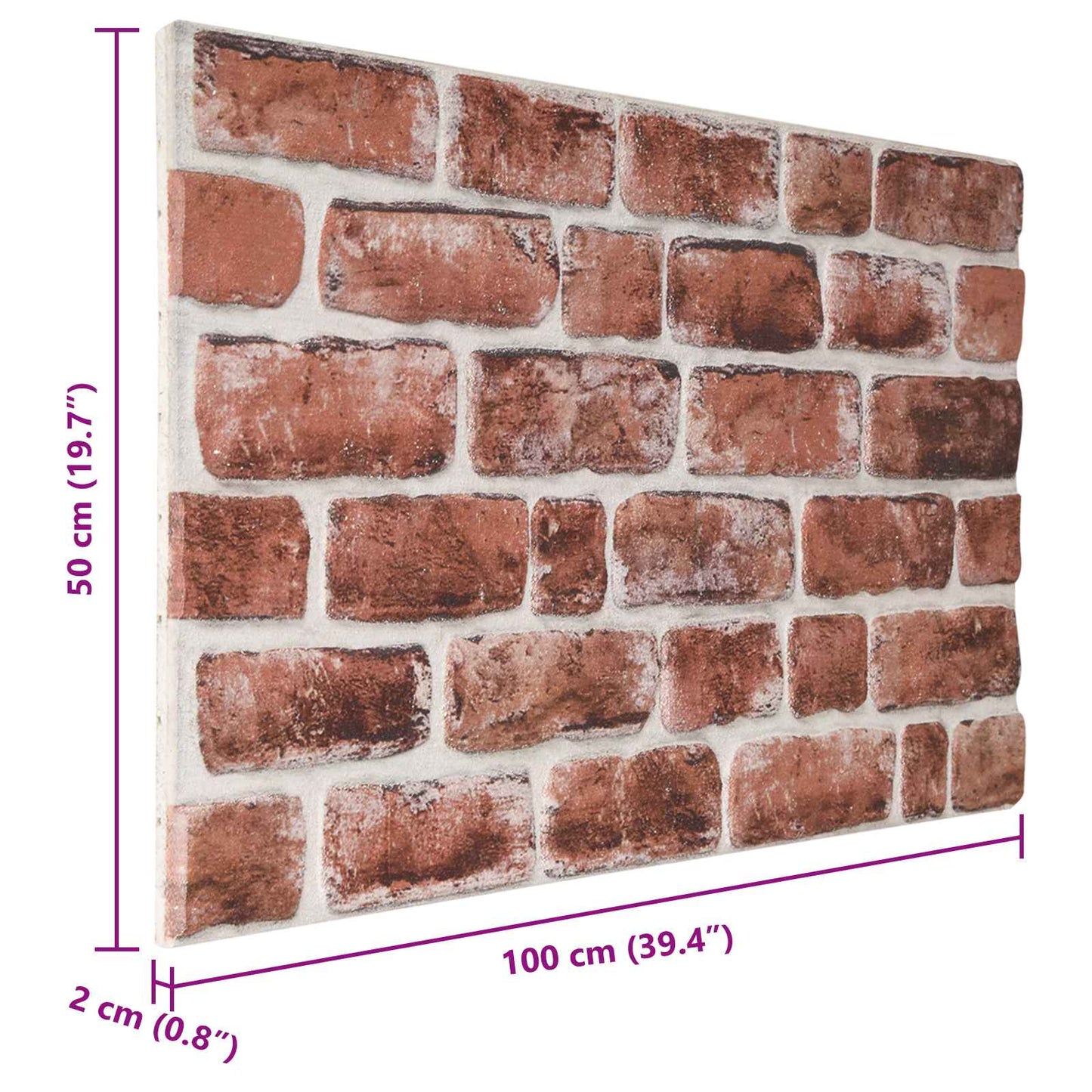 Vægpaneler 10 stk. 100 x 50 cm Mørkebrun og Hvid EPS Skum