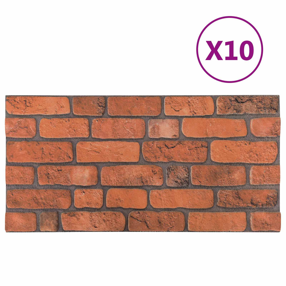 Vægpaneler 10 stk. 100 x 50 cm Terrakotta EPS Skum