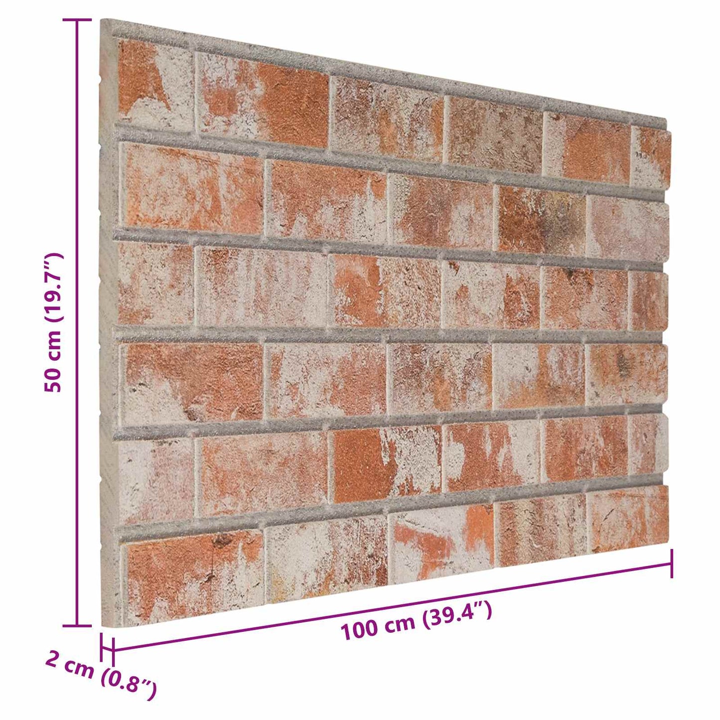Vægpaneler 10 stk. 100 x 50 cm Orange EPS Skum