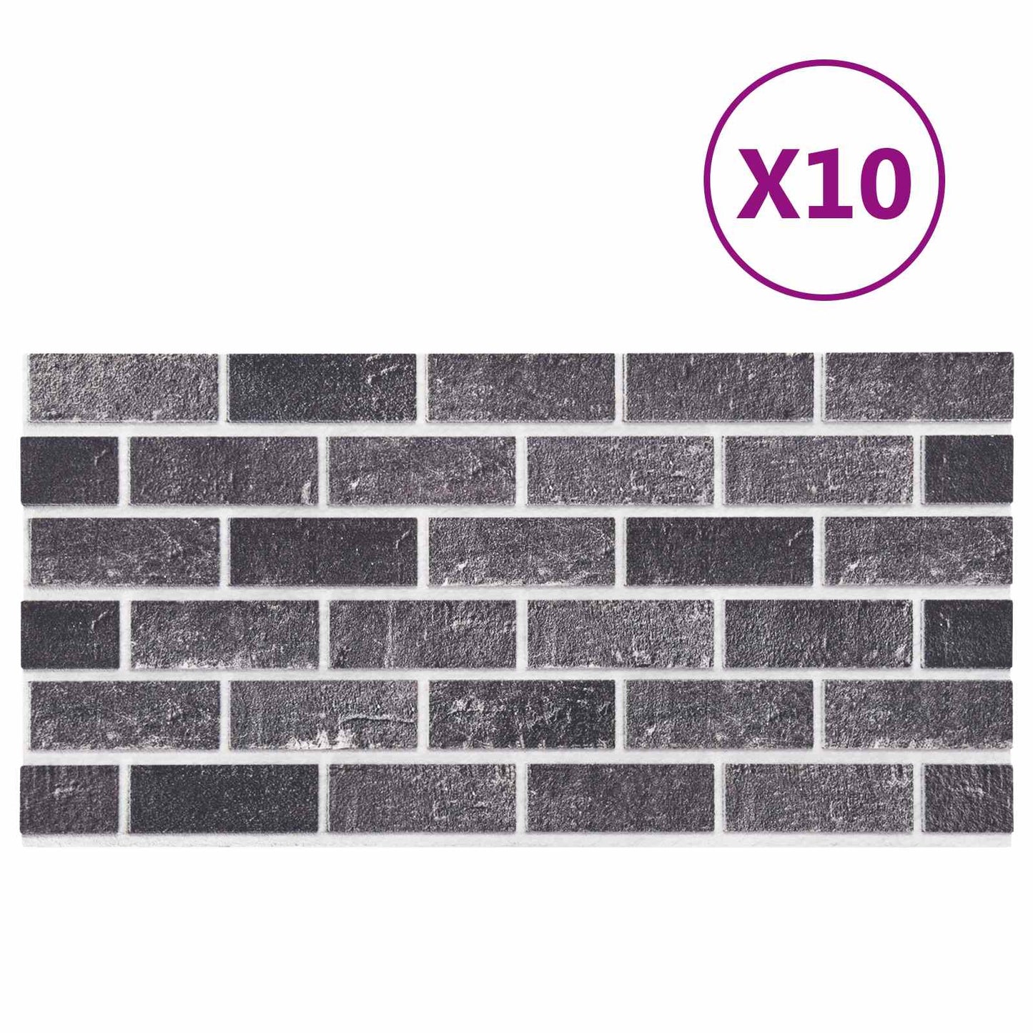Vægpaneler 10 stk. 100 x 50 cm Sort og grå EPS Skum