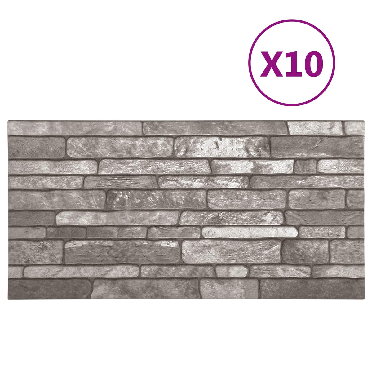 Vægpaneler 10 stk. 100 x 50 cm Mørkegrå EPS Skum