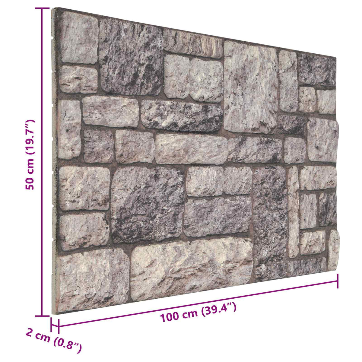 Vægpaneler 10 stk. 100 x 50 cm Grå og Hvid EPS Skum