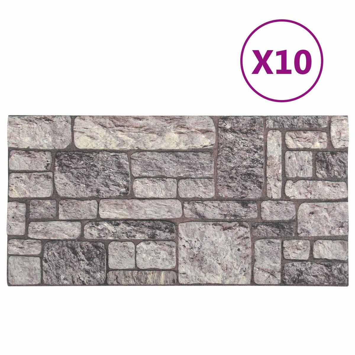 Vægpaneler 10 stk. 100 x 50 cm Grå og Hvid EPS Skum