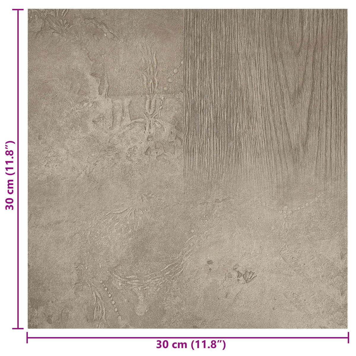 Selvklæbende Gulvplanker Mørk Grå og Sort 30,5 x 30,5 cm