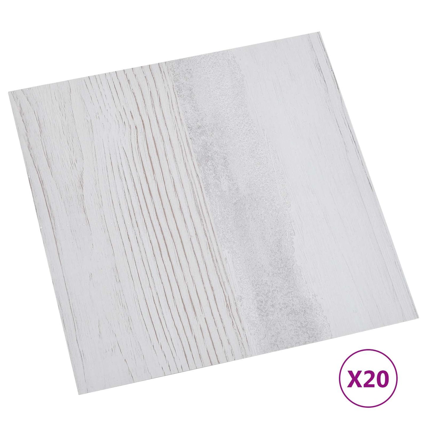 Selvklæbende Gulvplanker Hvid og træ 30,5 x 30,5 cm 20 stk. PVC