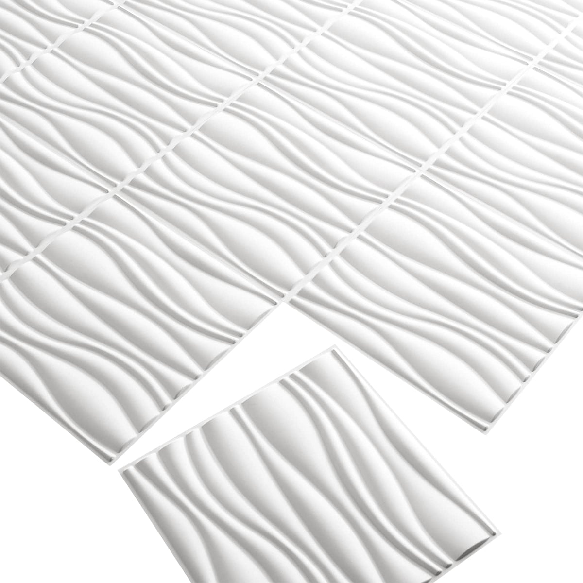 Vægpaneler 4 stk. 50 x 50 cm Hvid Formet naturlig plantefiber