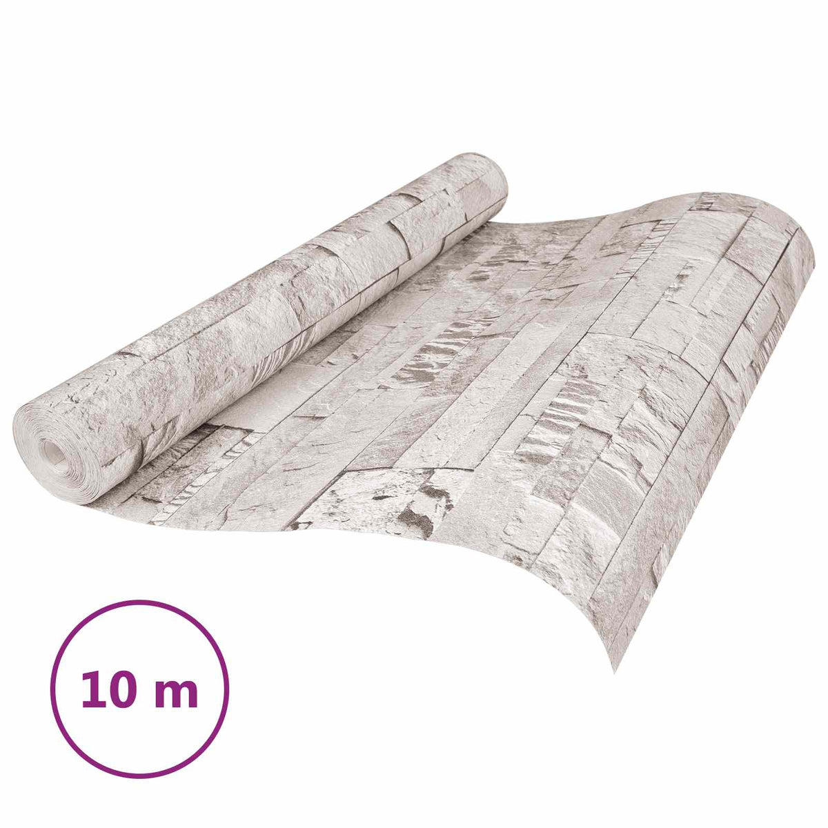 3D stentapet Cremefarvet 10 x 0,53 m Ikke-vævet stof