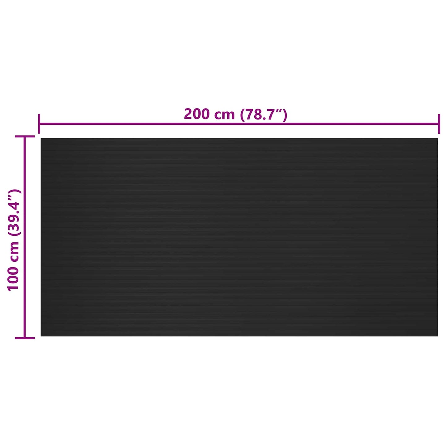 Gulvmåtte med brede ribber Sort 1 x 2 m Gummi