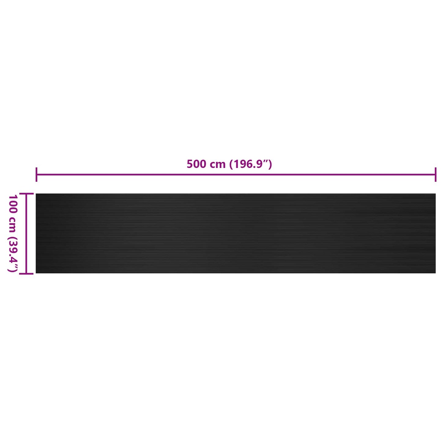 Gulvmåtte med bred rib Sort 1 x 5 m Gummi