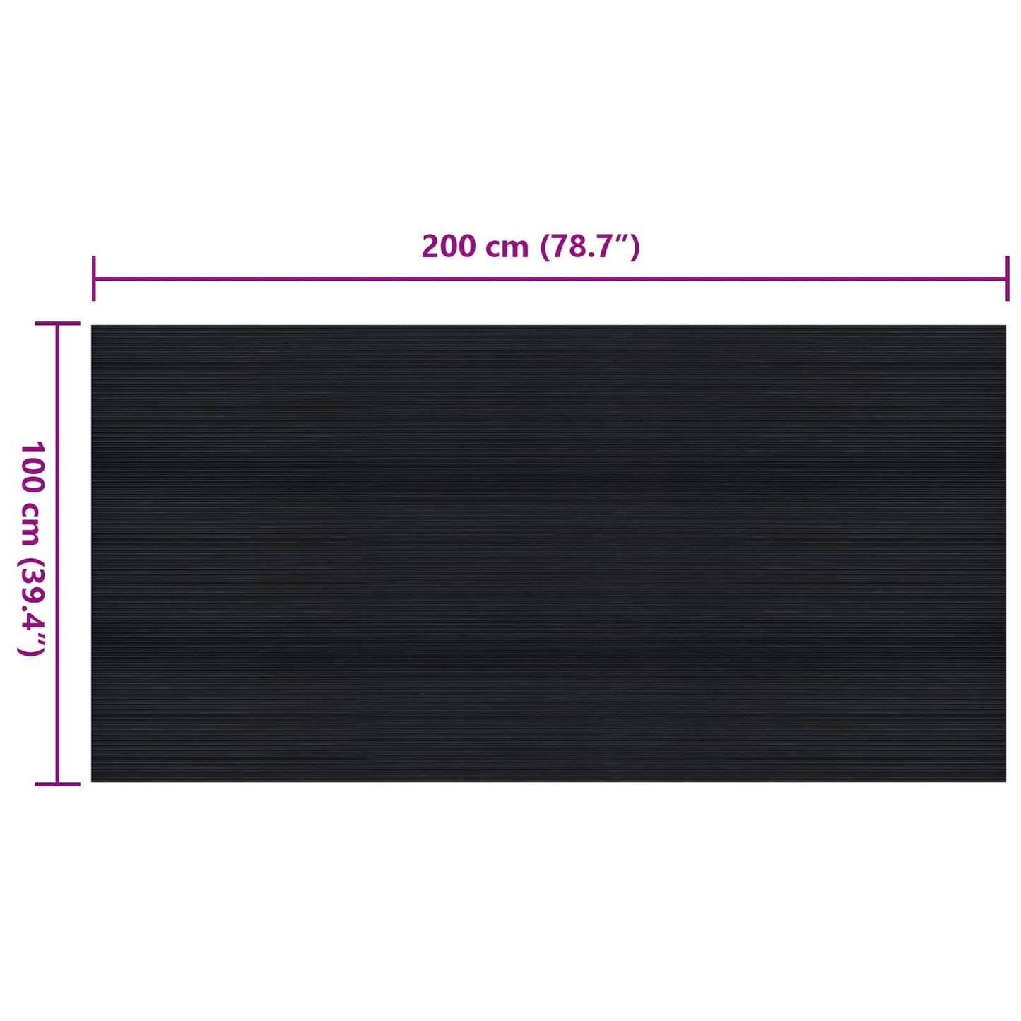 Gulvmåtte med fine ribber Sort 1 x 2 m Gummi