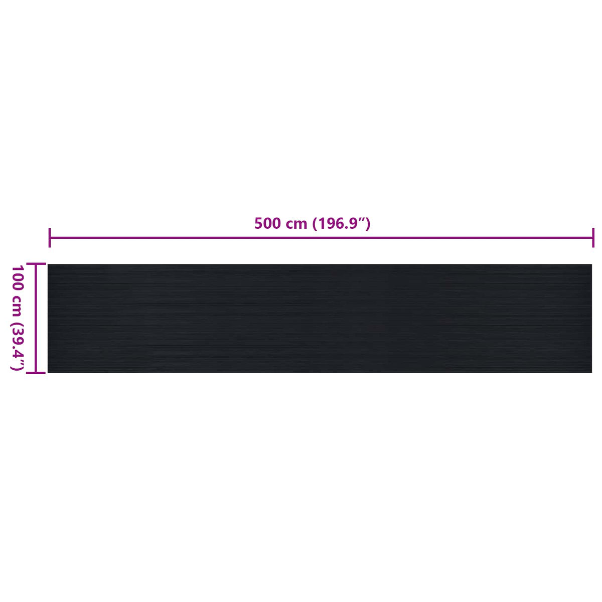 Gulvmåtte med fine ribber Sort 1 x 5 m Gummi