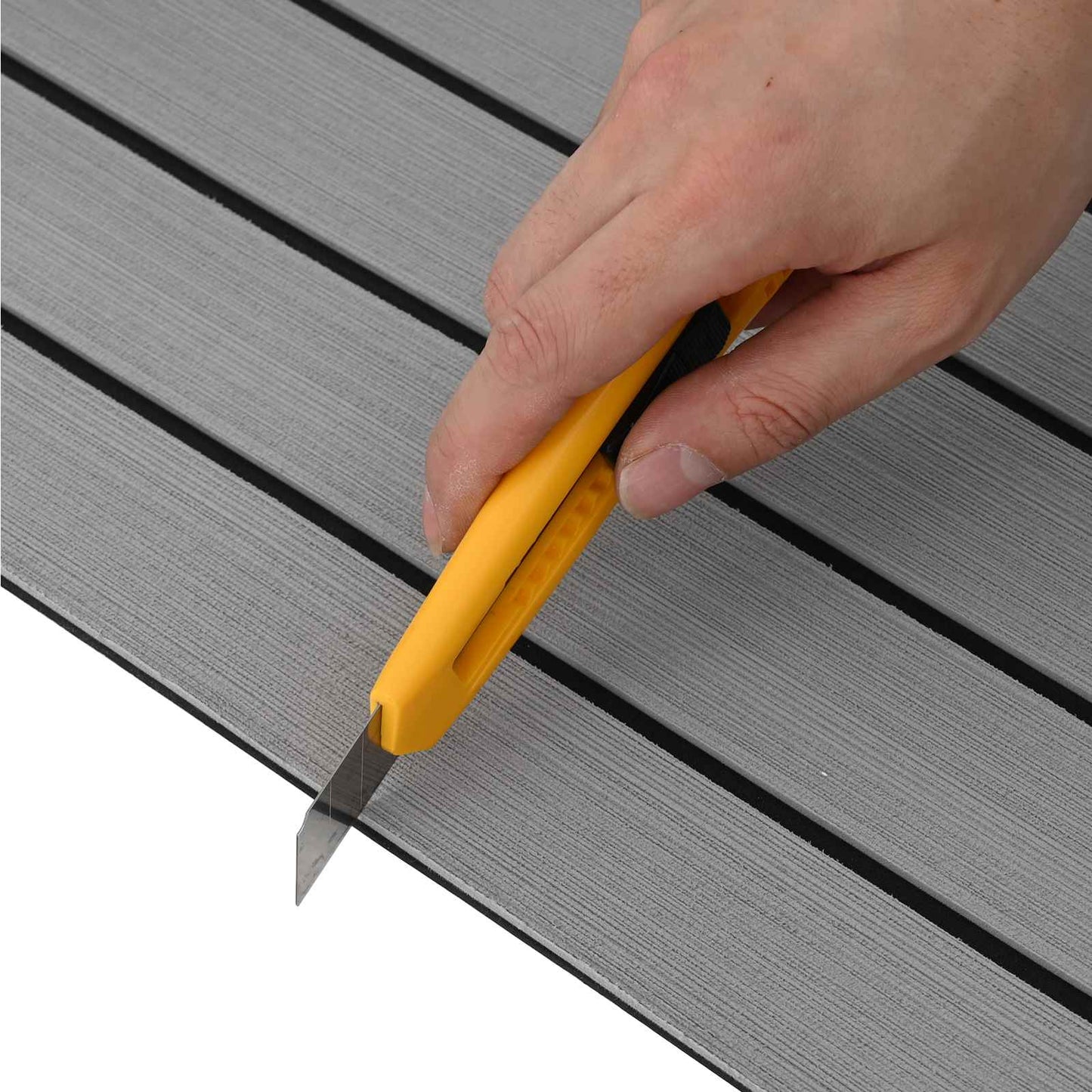 Bådmåtte Stribet Lys grå og sort 240 x 90 cm EVA