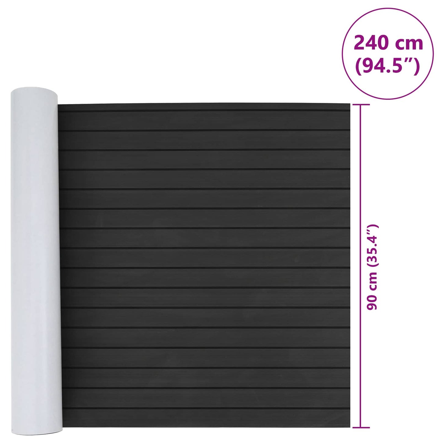 Bådmåtte Stribet Mørk Grå og Sort 240 x 90 cm EVA