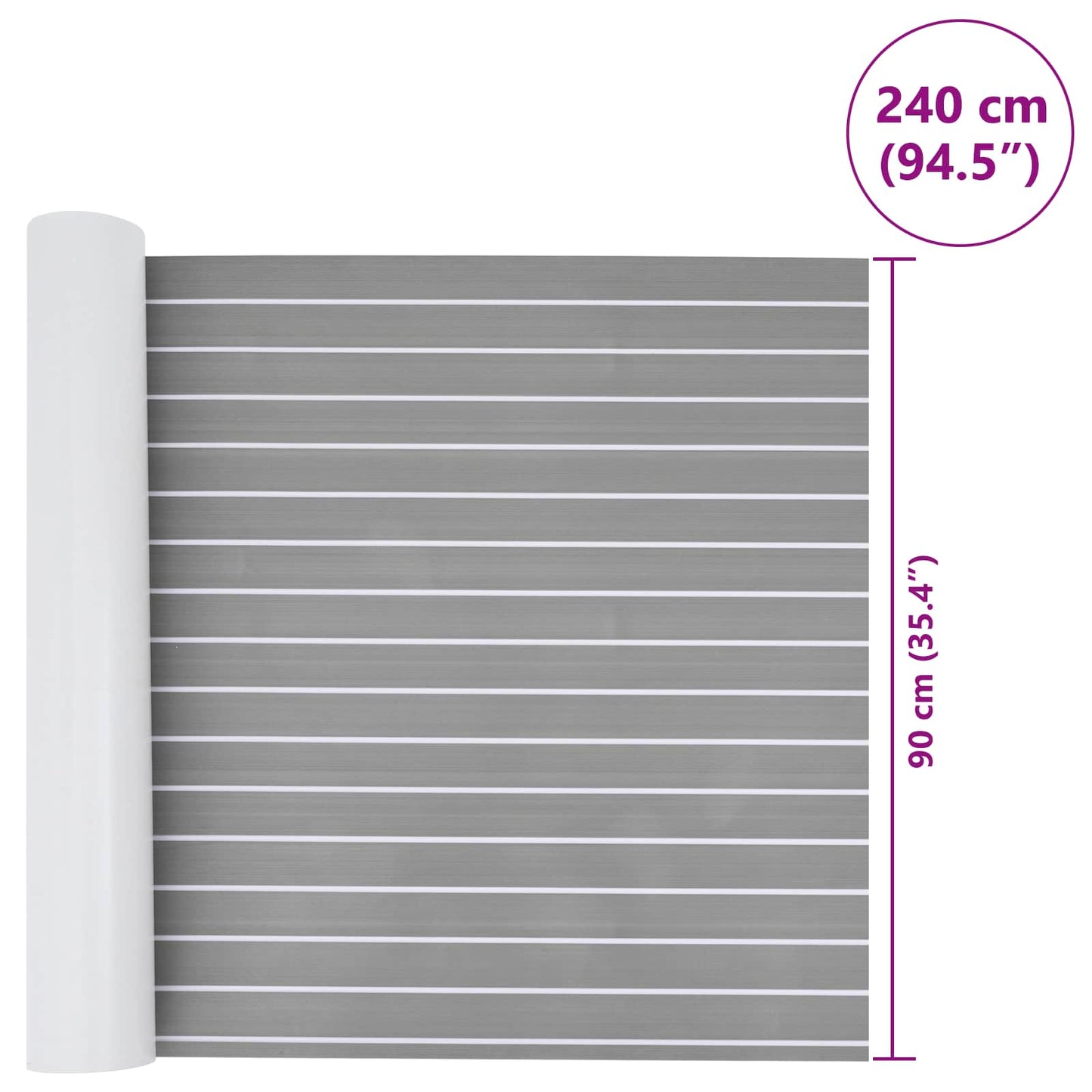 Bådmåtte Stribet Lys Grå og Hvid 240 x 90 cm EVA