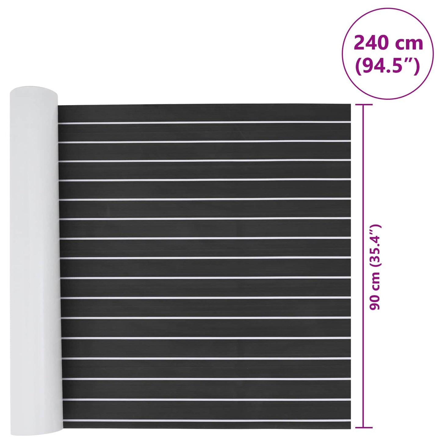 Bådmåtte Stribet Mørkegrå og Hvid 240 x 90 cm EVA